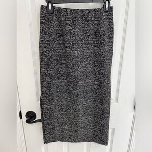 Tahari Black Marled Midi Side Slit Pencil Skirt Women’s Size 6